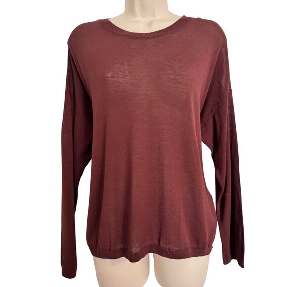 Eileen Fisher Tencel Knit Boxy Size Large Long Sleeve Crewneck Top NWT Light Wei - Picture 3 of 9